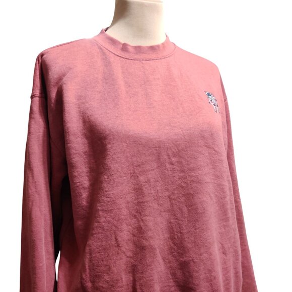 Eighty Eight M Mauve Pink Crewneck Sweatshirt Astronaut Embroidery Pullover Cozy - Picture 2 of 7